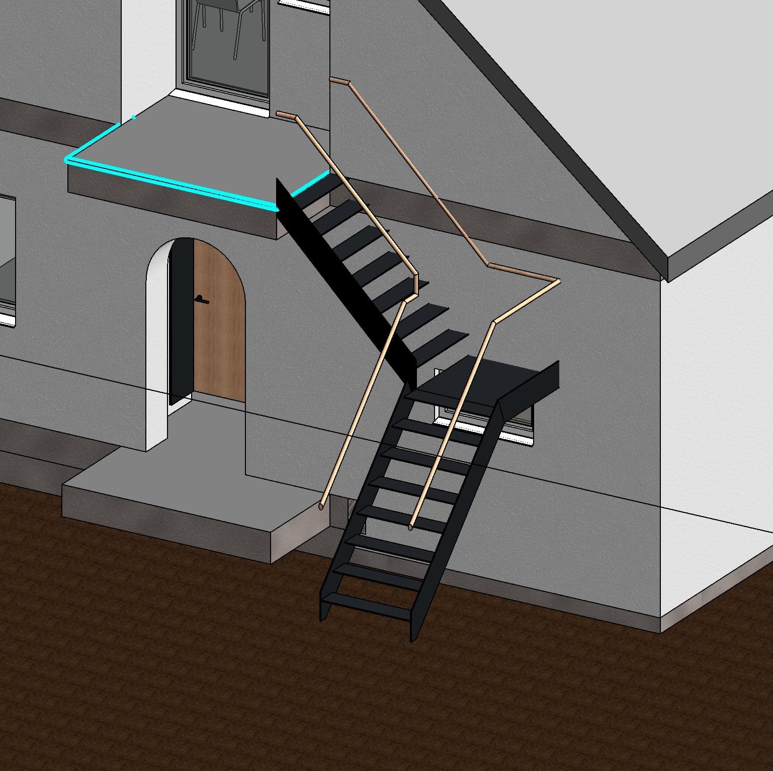 Ontwerptekening van de buitentrap
