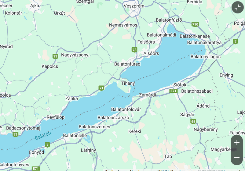 Kaart van Balaton en Tihany